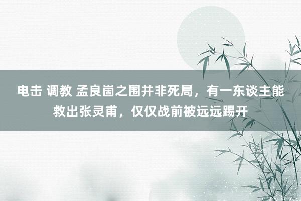 电击 调教 孟良崮之围并非死局，有一东谈主能救出张灵甫，仅仅战前被远远踢开