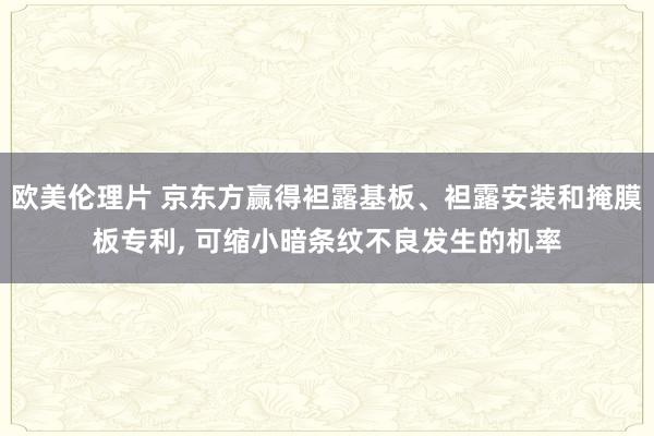 欧美伦理片 京东方赢得袒露基板、袒露安装和掩膜板专利， 可缩小暗条纹不良发生的机率