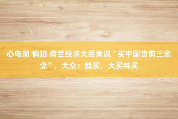 心电图 偷拍 荷兰经济大臣竟说“买中国货前三念念”，大众：就买，大买特买